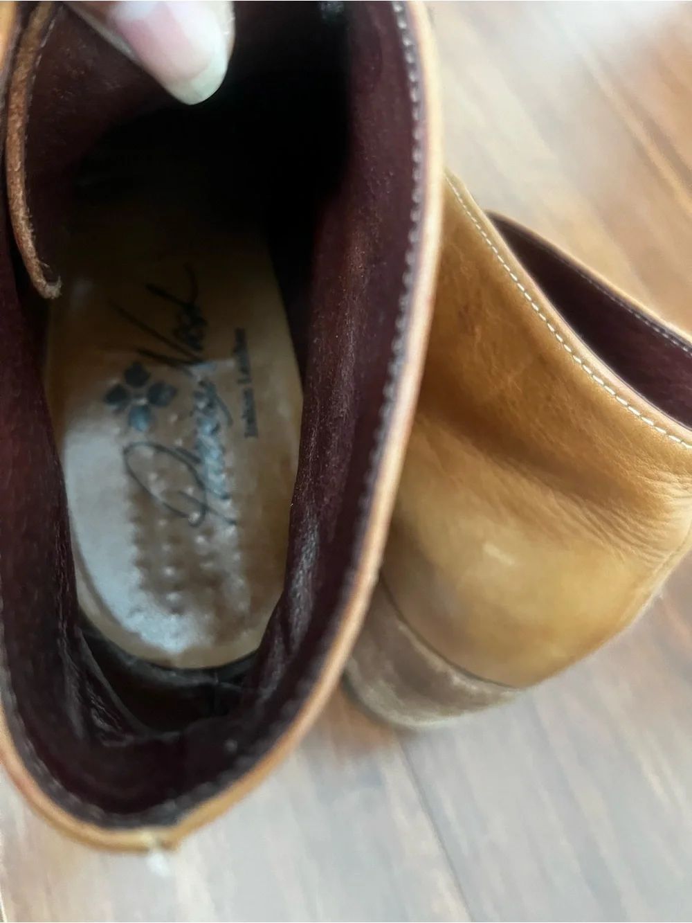 Patricia Nash Tan and Black Leather Ankle Boots